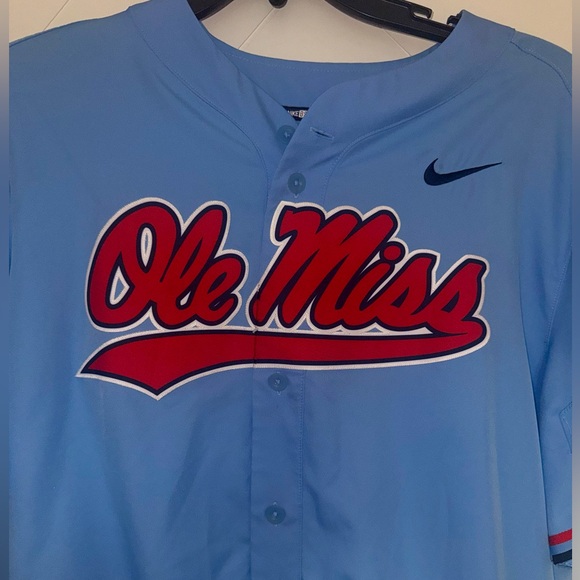 New Ole Miss Baseball Nike Jersey XL light blue & Red - Picture 7 of 11